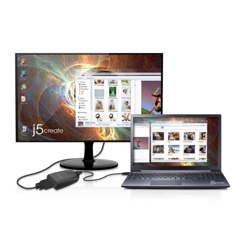 j5create USB to VGA Display Cable 3.3ft/100cm, USB Type-A to VGA Adapter Converter Compatible with Windows - Black (JUA190) - Image 5